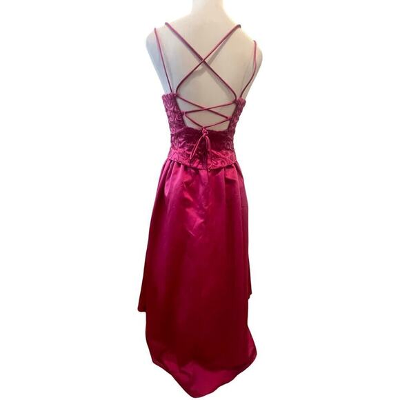 ROBERTA  90S PINK SATIN PRINCESS HEM FLOOR LENGTH CORSET BACK GOWN WOMENS  6 - Picture 2 of 12